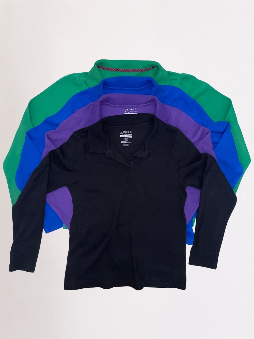 4 Girls Long Sleeve Uniform Polo Shirts Size  XL (14/16)